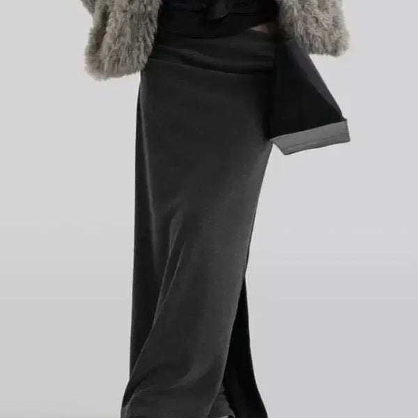 [BUNJANG] Autumn Shirring Skirt Charcoal / 어텀 맥시셔링 스커트 차콜