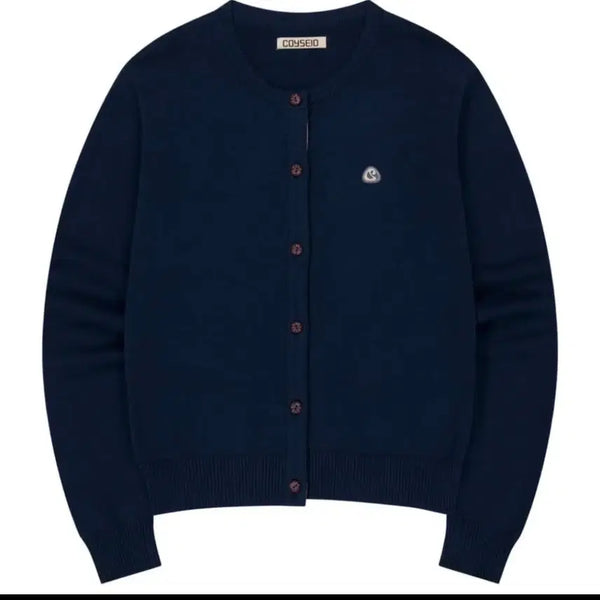 [BUNJANG] KOSEIO Flower Placket Cardigan Navy / 품절상품) 코이세이오 플라워 플래킷 가디건 네이비