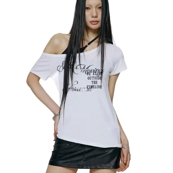 [BUNJANG] Rock Cake Off-Shoulder T-Shirt / 락케이크 오프숄더 티셔츠 s