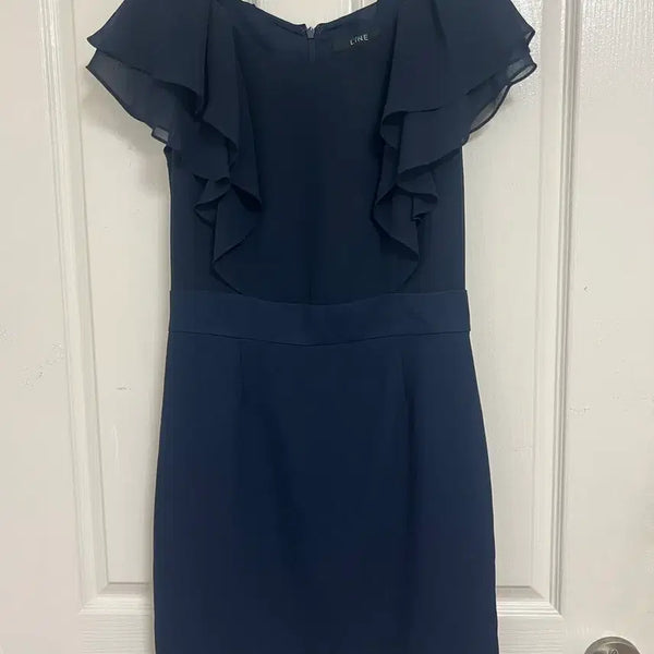 [BUNJANG] Line Navy Frill Dress Size 55 / Line 라인 네이비 프릴 원피스 55