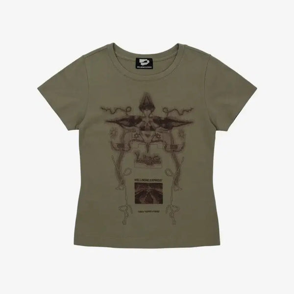 [BUNJANG] Wellbeing Express Digital Tattoo Tee Renewal Khaki / 웰빙익스프레스 Digital Tattoo Tee Renewal Khaki