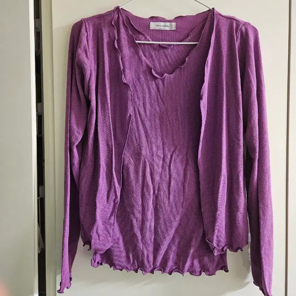 [BUNJANG] Purple Sleeveless Cardigan Set / 보라색 나시 가디건 세트