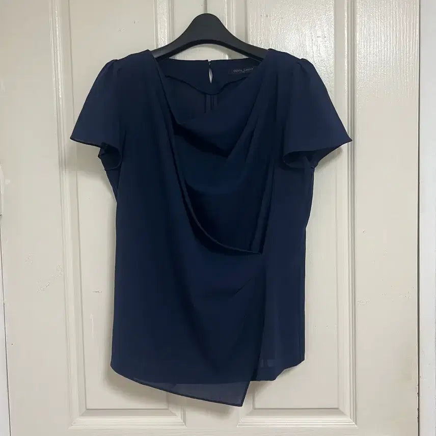 [BUNJANG] Olivia Lauren Navy Draping Blouse Size 95 / 올리비아 로렌 네이비 드레이핑 블라우스 95