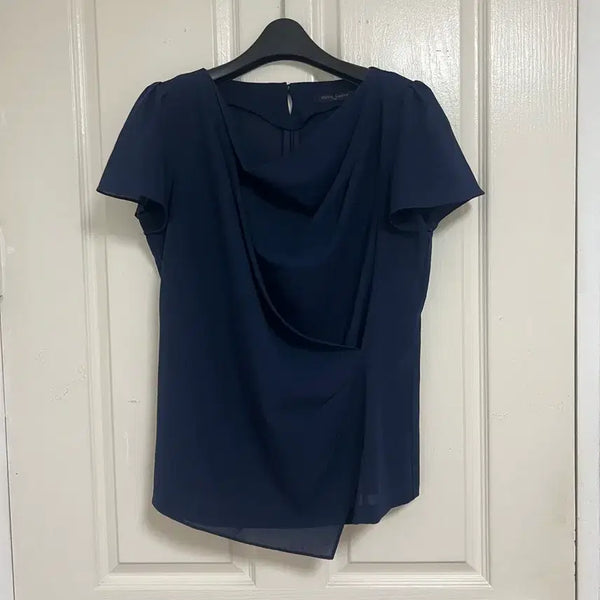 [BUNJANG] Olivia Lauren Navy Draping Blouse Size 95 / 올리비아 로렌 네이비 드레이핑 블라우스 95