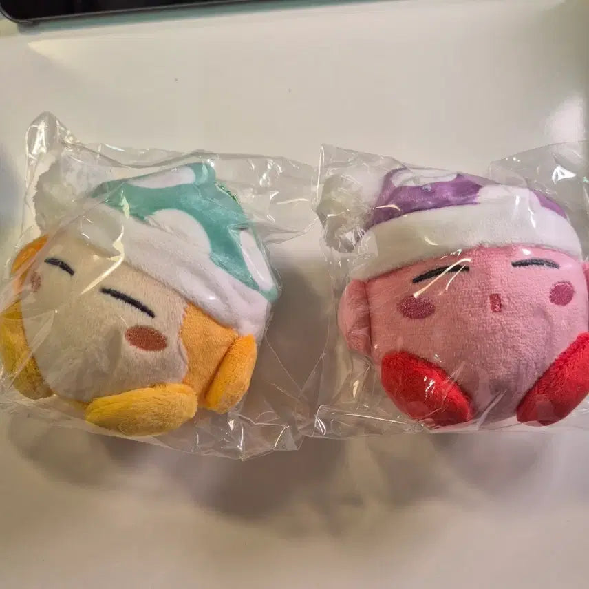 [BUNJANG] Kirby & Waddle Dee Sleeping Plush Keychain Set (2 Types) / 새상품 새근새근 잠자는 눈감은 커비 웨이들디 인형 키링 2종