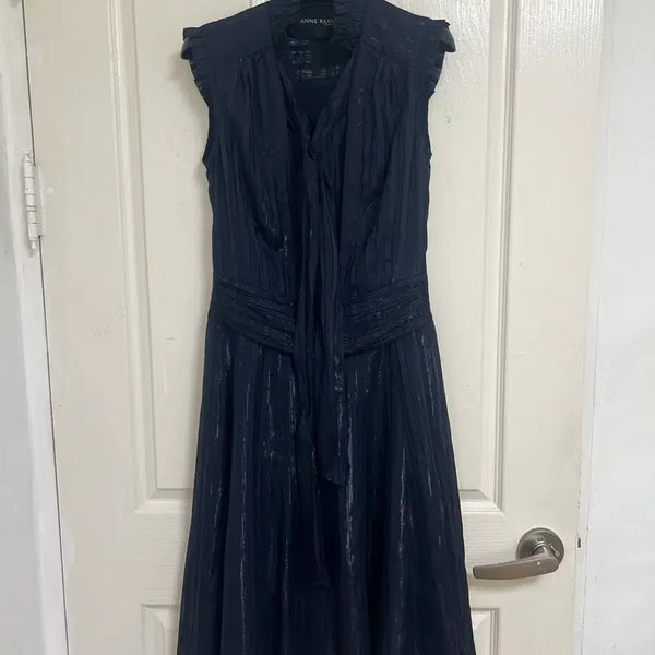 [BUNJANG] Anne Klein Sleeveless Pleated Tie Dress / Anne Klein 앤클라인 민소매 플리츠 타이 원피스