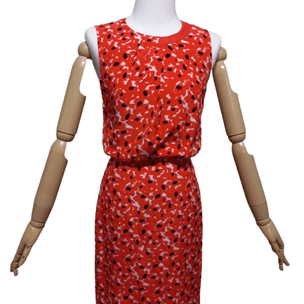 [BUNJANG] Hugo Boss Women's 100% Silk Polka Dot Sleeveless Long Summer Dress Size 36 / 휴고보스 정품 여자 도트 실크100 여성 허리밴딩 민소매 여름롱원피스36