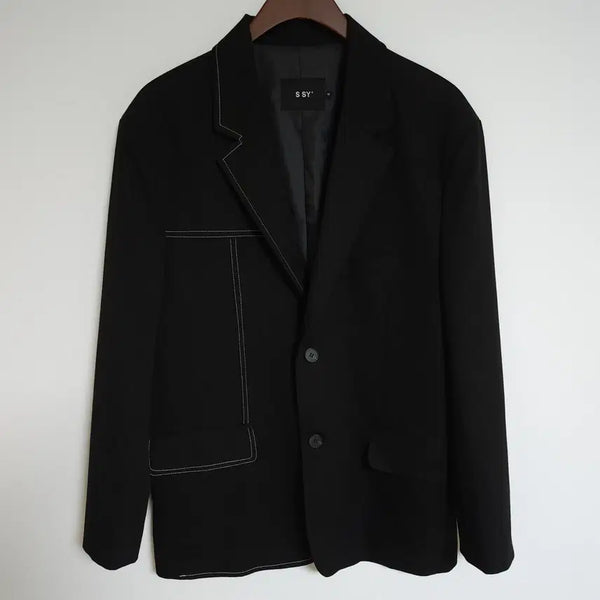 [BUNJANG] Men's Black Unbalanced Jacket (Poly Blend) / [M] 남성 블랙 언밸런스 자켓 폴리 혼방 남자 마이 G1