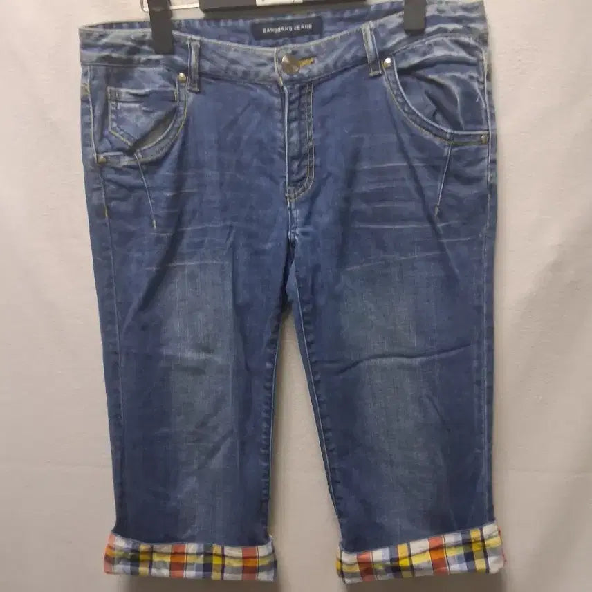 [BUNJANG] BANGEANS JEANS Women's Roll-up Checkered Shorts (Size 34) / BANGEANS JEANS 여성 롤업 체크 34 반바지 두개 만원