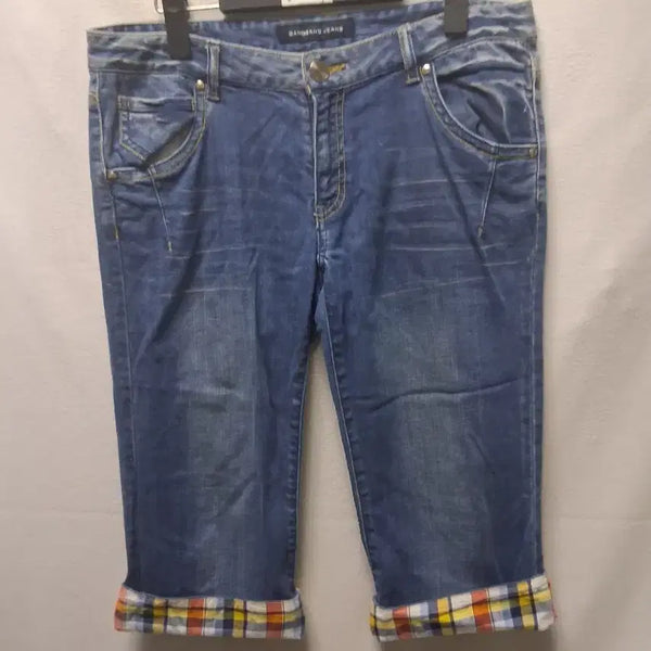 [BUNJANG] BANGEANS JEANS Women's Roll-up Checkered Shorts (Size 34) / BANGEANS JEANS 여성 롤업 체크 34 반바지 두개 만원