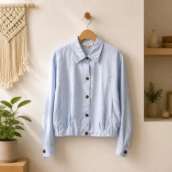[BUNJANG] At.e Vanessa Bruno 2025 Linen 100% Crop Jumper Shirt Size 36 / 아떼 바네사브루노 2025 린넨 100% 크롭 점퍼 셔츠 36사이즈
