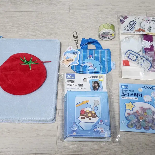 [BUNJANG] Daiso Fruit Jellyfish Tomato Book Cover Pouch & Wireless Notebook Set / 원가 판매 다이소 토마토 북커버 노트 프룻 해파리 스티커 빙돌 포카앨범