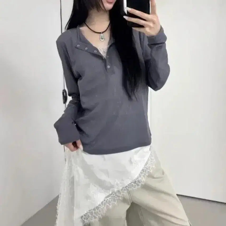 [BUNJANG] MIXXO See-through Button-up T-shirt Sora M / 미쏘 시스루 버튼업 티셔츠 소라 M 살안타템 (착샷o)