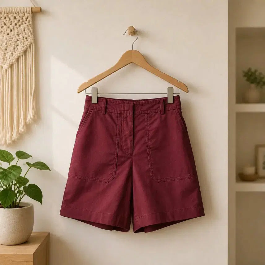 [BUNJANG] Maison Kitsuné Golf 2023 Banding Half Pants - Burgundy, Size S / 메종키츠네 골프 2023 밴딩 하프 팬츠  S사이즈