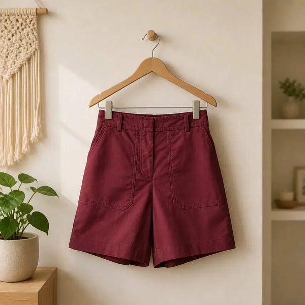 [BUNJANG] Maison Kitsuné Golf 2023 Banding Half Pants - Burgundy, Size S / 메종키츠네 골프 2023 밴딩 하프 팬츠  S사이즈
