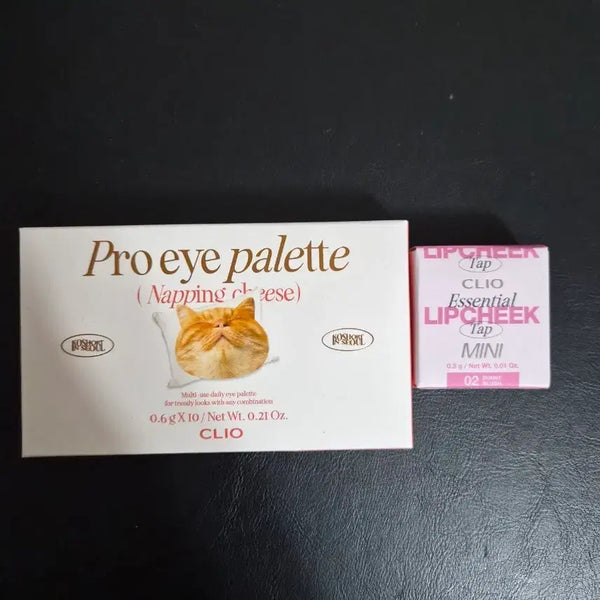 [BUNJANG] Clio Pro Eye Palette 'Napping Cheese' + Lip Cheek Tap Mini 02 Bunny Blush (Sealed) / 미개봉 클리오 팔레트 낮잠자는치즈 + 립치크 탭 미니 02 버니