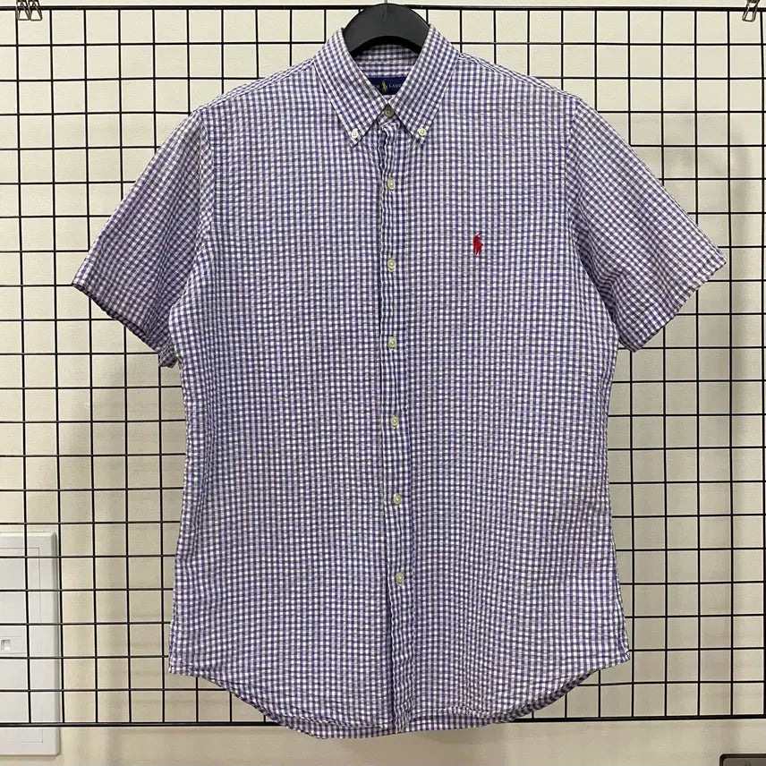 [BUNJANG] Polo Ralph Lauren Seersucker Check Short Sleeve Shirt / <L> 폴로 랄프로렌 신형 시어서커 체크 반팔 셔츠