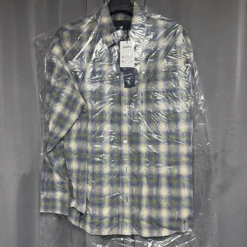 [BUNJANG] Juun.J Grid Needle Check Loose Fit Shirt - Green / [46] 준지 그리드 니들 체크 루즈핏 셔츠 - 그린