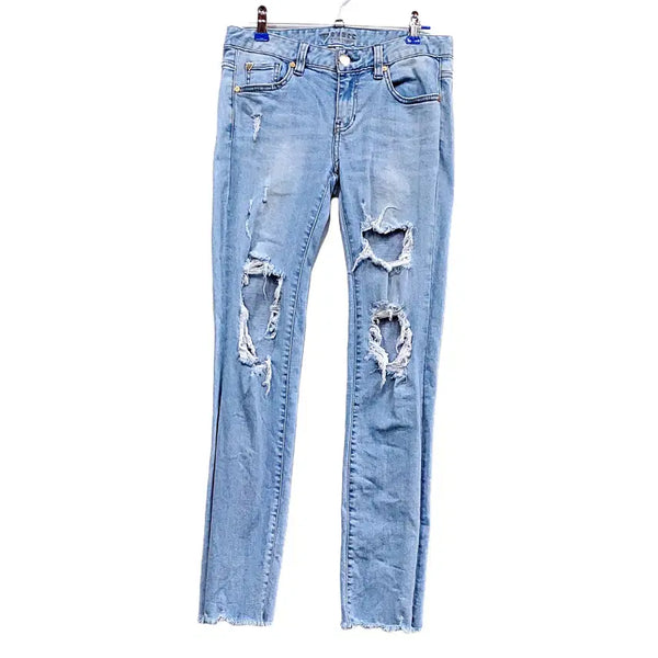 [BUNJANG] Guess Women's Street Slim Fit Ripped Jeans - Light Wash 27 / 게스 여성 스트릿한 슬림핏 찢청바지 27 연청 43278