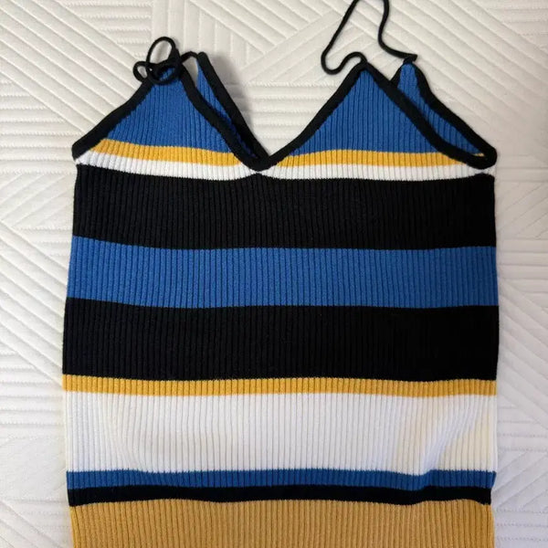 [BUNJANG] Stripe Knit Sleeveless Top / 스트라이프 니트 나시