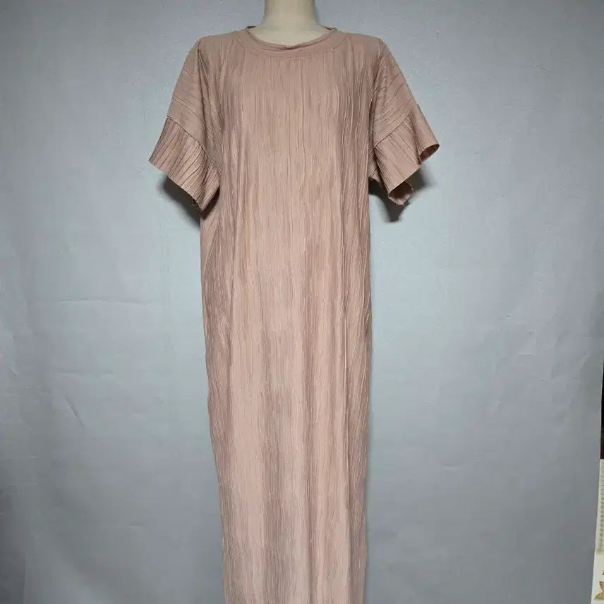 [BUNJANG] LULI Beige Pleated Long Dress / LULI 진베이지 주름 롱원피스