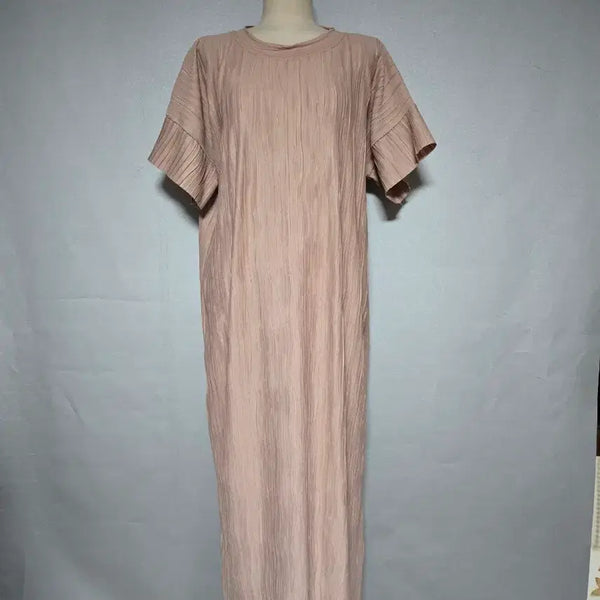 [BUNJANG] LULI Beige Pleated Long Dress / LULI 진베이지 주름 롱원피스