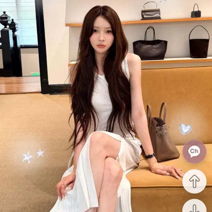 [BUNJANG] Marie Market Stripe Long Dress White / 마리마켓 스트라이프 롱 원피스 화이트