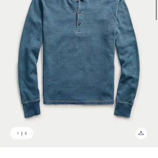 [BUNJANG] RRL Indigo Jacquard Knit Henley Shirt - M / 더블알엘 인디고 자카드 니트 헨리 셔츠 M