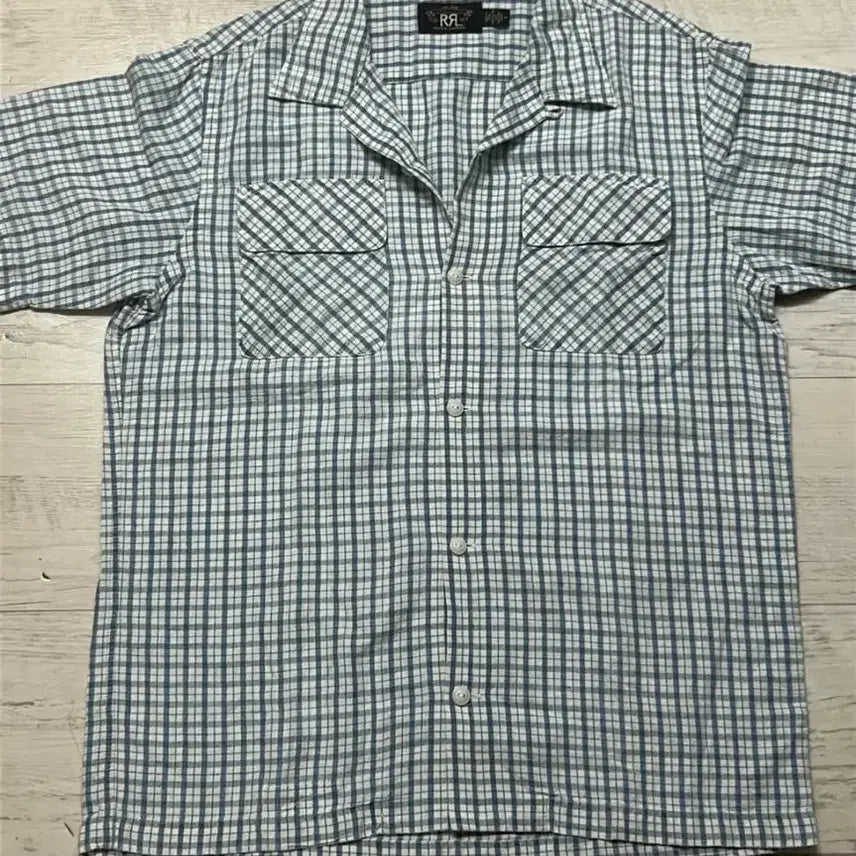 [BUNJANG] RRL Indigo Check Linen Camp Shirt / RRL 인디고 체크 린넨 캠프 셔츠 M
