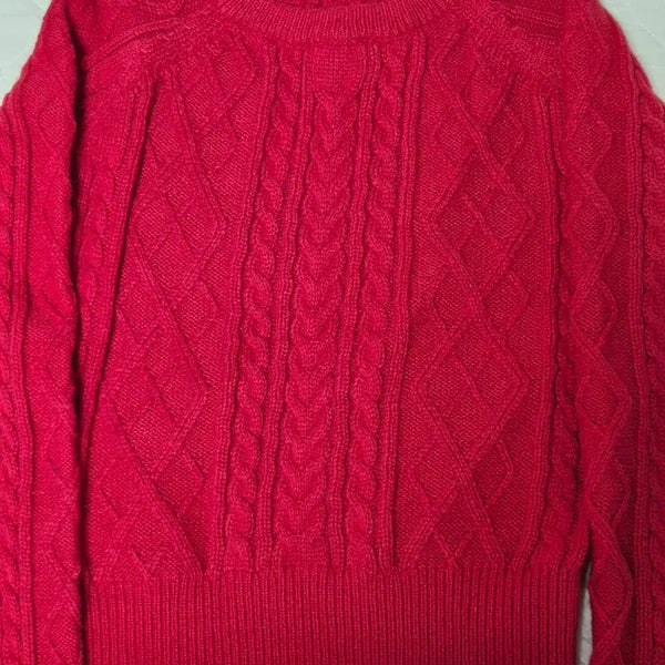 [BUNJANG] Taniz Twist Roundneck Knit Red / 꽈배기 라운드넥 니트 레드