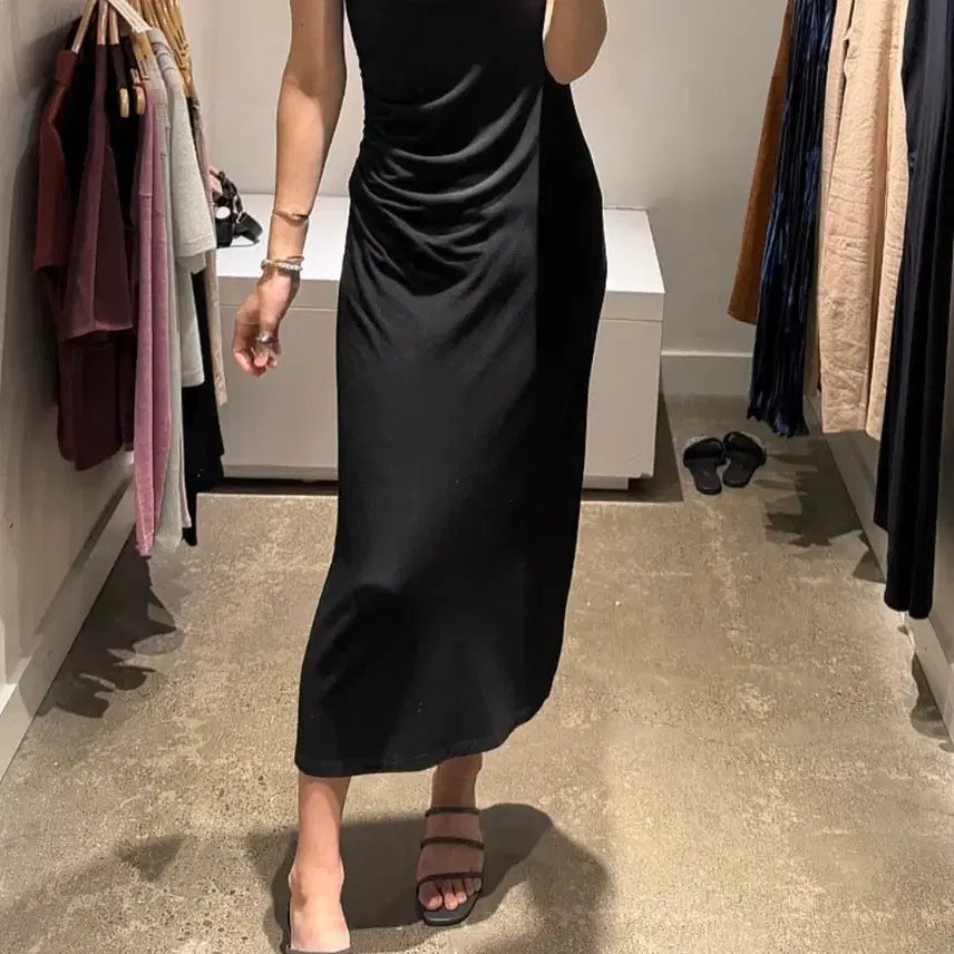 [BUNJANG] Vince Modal Shirring Dress Black M / 빈스 모달 셔링 원피스