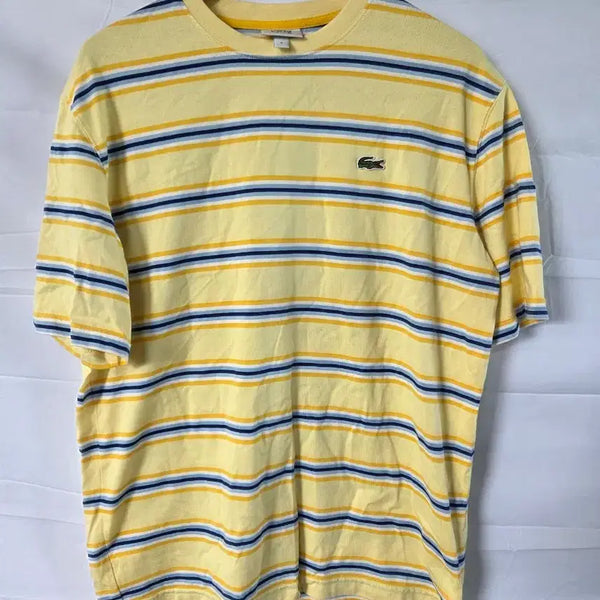 [BUNJANG] Lacoste Striped Short Sleeve T-Shirt Yellow / 라코스테 단색 스트라이프 반팔 티셔츠 옐로우