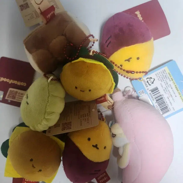 [BUNJANG] Cotton Food Bread/Sweet Potato/Melon Bread Keyring Set Bundle / 코튼푸드 빵/고구마/멜론빵 키링 세트 일괄 판매합니다