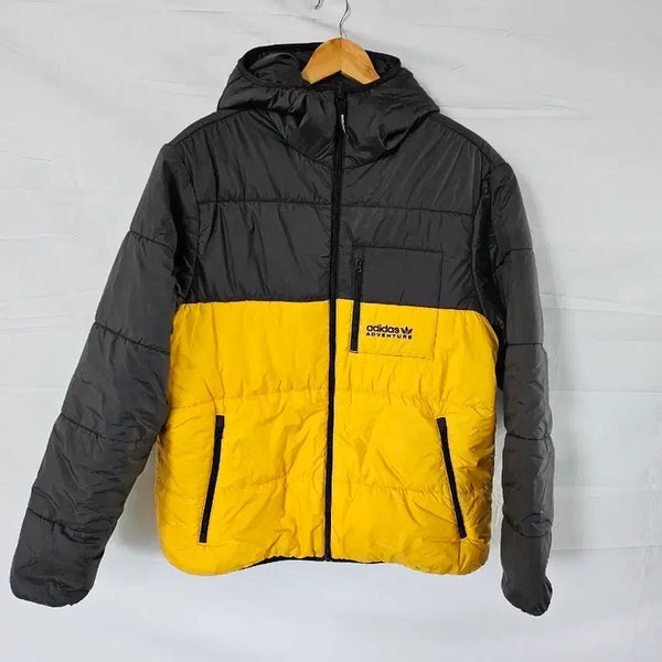 [BUNJANG] Adidas Adventure Reversible Short Padded Jacket Yellow/Grey / 아디다스 양면어드벤처 숏패딩 옐로우/그레이