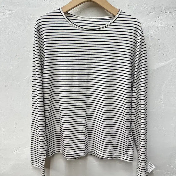 [BUNJANG] Ganaesra Women's Long Sleeve T-Shirt Navy Stripe (Size F) / 상태좋음) 가내스라 여 티셔츠 네이비스트라이프/긴팔 F