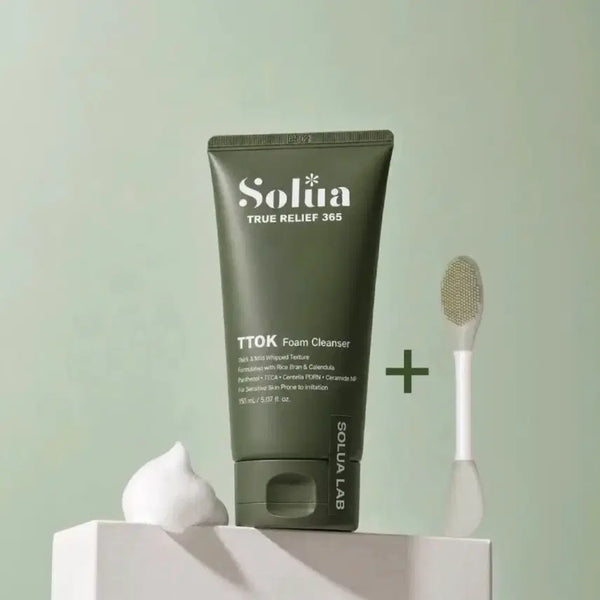 [BUNJANG] Solua Lab True Relief 365 Rice Bran & Calendula Cleanser (150ml) with Pore Brush (Sealed) / (미개봉) 솔루아랩 트루릴리프365 떡폼 클렌저 150ml+모공브러쉬