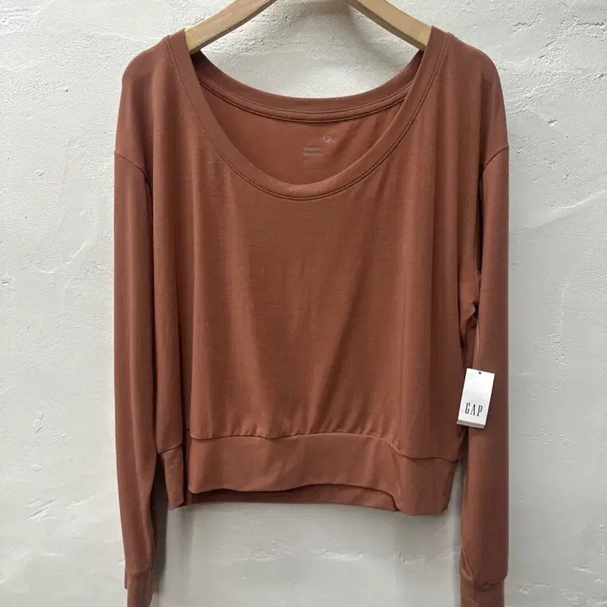 [BUNJANG] GAP Women's Long Sleeve T-Shirt Brown Loose Fit Spandex / 새상품) 갭 여 티셔츠 브라운/루즈핏/기능성/스판/긴팔 S