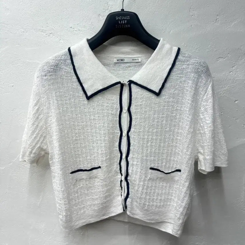 [BUNJANG] Mixxo Women's Short Sleeve Cropped Cardigan Ivory S / 상태최상) 믹쏘 여 가디건 아이보리/크롭/반팔 S