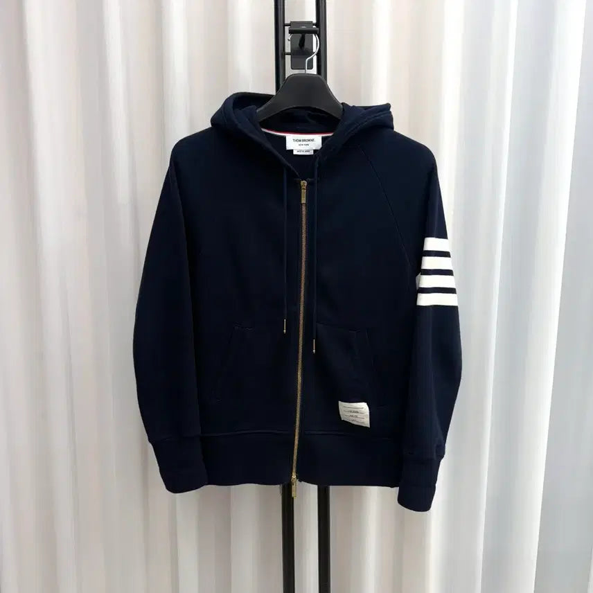 [BUNJANG] Thom Browne Striped Armband Hoodie Zip-Up Navy / [3] 톰브라운 사선완장 후드집업 네이비