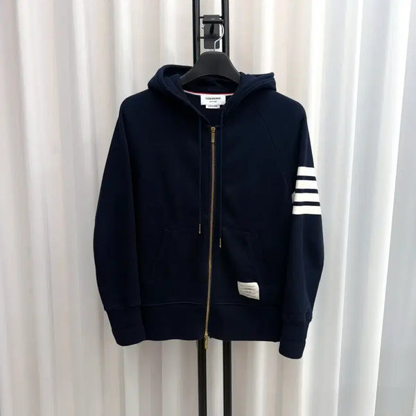 [BUNJANG] Thom Browne Striped Armband Hoodie Zip-Up Navy / [3] 톰브라운 사선완장 후드집업 네이비