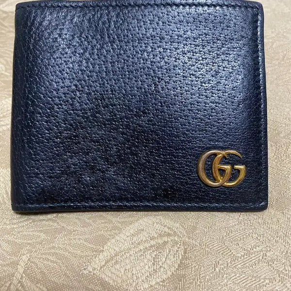 [BUNJANG] Gucci Marmont Black Leather Bifold Wallet / 거의새거급)정품 구찌 마몽 마몬트 블랙 가죽 반지갑,남자 반지갑,구찌지갑