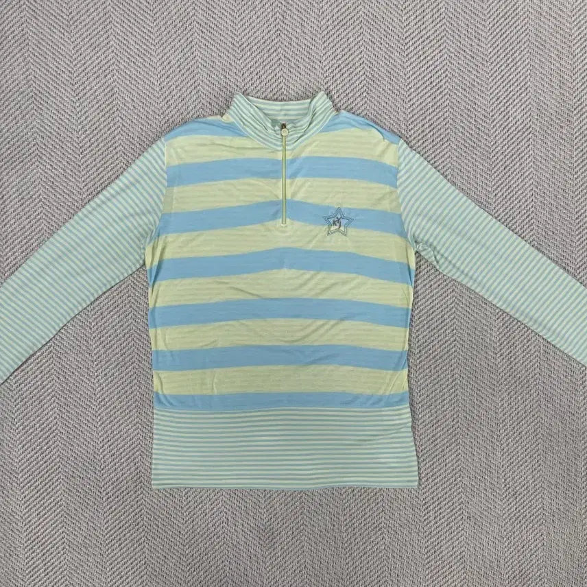 [BUNJANG] Kim Young Joo Golf Striped Half-Zip Long Sleeve T-Shirt Size 100 / 김영주골프 단가라 하프집업 긴팔 티셔츠 100
