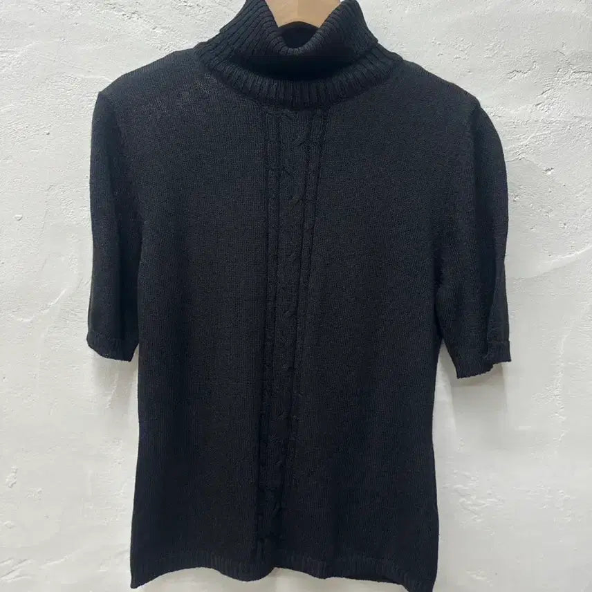[BUNJANG] DECO Women's Black Half-Sleeve T-Shirt Knit Blend - Size M / 상태최상) 데코 여 티셔츠 블랙/니트/인견혼방/반팔 M