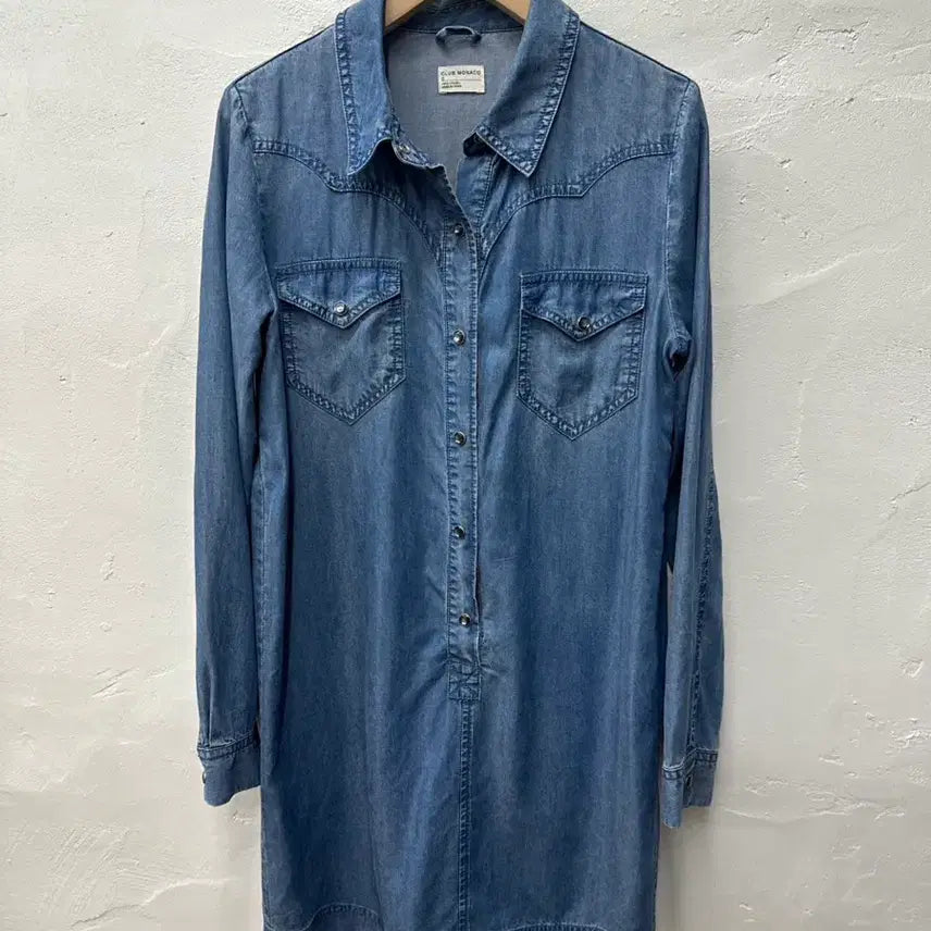 [BUNJANG] Club Monaco Women's Navy Blue Rayon Long Sleeve Dress Size 44-55 / 상태좋음) 클럽모나코 여 원피스 청색/인견100%/긴팔 44-55