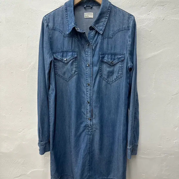 [BUNJANG] Club Monaco Women's Navy Blue Rayon Long Sleeve Dress Size 44-55 / 상태좋음) 클럽모나코 여 원피스 청색/인견100%/긴팔 44-55