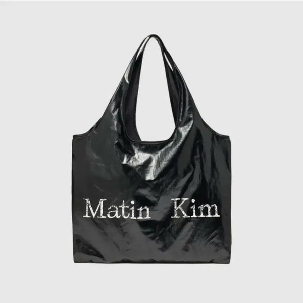 [BUNJANG] Matin Kim Cracked Logo Glossy Ecobag Shoulder Bag / 마뗑킴 크랙 로고 글로시 에코백 숄더백 가방 새상품