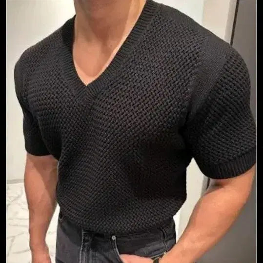 [BUNJANG] Corso Muscle Fit V-Neck Knit Black / 코르소 머슬핏 브이넥 니트 블랙