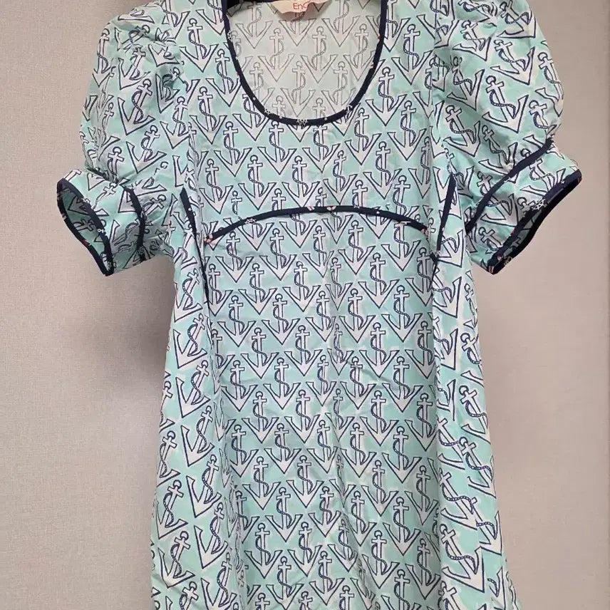 [BUNJANG] ENC Blouse Puff Sleeve Anchor Pattern / enc블라우스