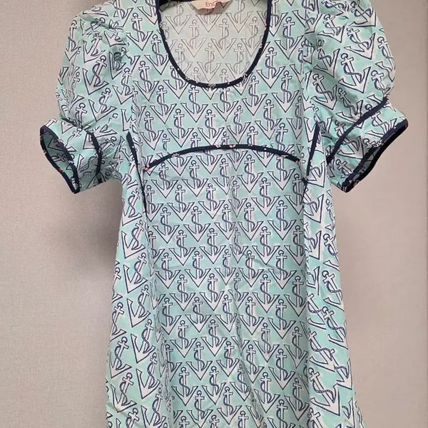 [BUNJANG] ENC Blouse Puff Sleeve Anchor Pattern / enc블라우스