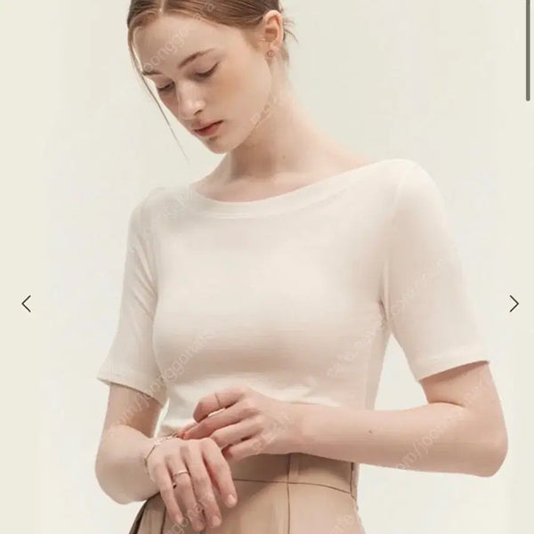 [BUNJANG] SieSie Lucy Boatneck T-shirt Ivory / 새거)시에sie 루시 보트넥 티셔츠 아이보리 5부 반팔 골지 기본 이너티